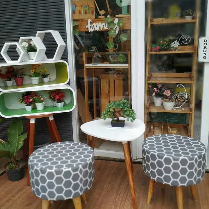 Stool Kayu Bangku Teras Busa